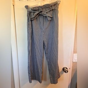 Navy Blue and White Striped Cotton Stretch Pants Size 8 H&M